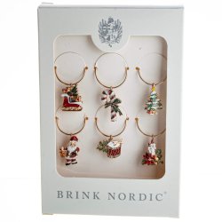 Vinglas Markrer/Charms m/Julemotiver 6 Stk.