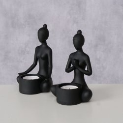Yoga Figur Kvinde t/Fyrfadslys H: 15 B: 9 cm. Poly Sort
