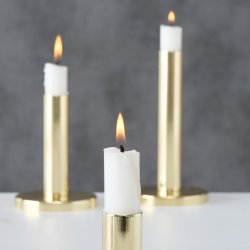 Lysestage St m/3 stk. Guld jern/Metal H: 16 D: 8,6 cm