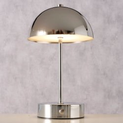 My Cozy House - Rund bordlampe i s�lvfarvet jern LED 25,5x15 cm