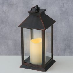 LED Batteri Lanterne m/Timer H: 30 B: 14 D: 14 cm. Sort