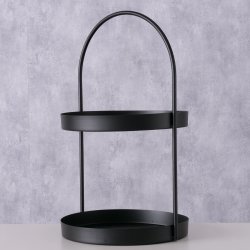 Rund Etagere m/2 fade Sort Jernpulverlakeret metal H: 44 B: 26 L: 27 cm