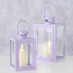 Lanterne lilla Jernpulverlakeret Lille: 11x17,5 cm/Stor: 14x23,5 cm