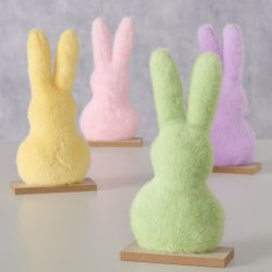 Kanin figur plys MDF/Polyester B:7 H:21,30 cm Lysegr�n, Lyser�d, Lilla, Gul