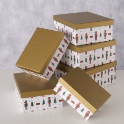 sker m/Nddeknkker motiv Guld/Hvid Papir/Pap - Flere Strrelser