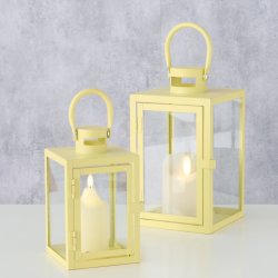 Lanterne gul Jernpulverlakeret lille: 11x17,5 cm/ stor: 14x23,5 cm