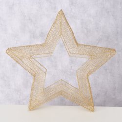 Dekorations Stjerne "Guld" H: 89 B: 94 D: 11 cm. Jern