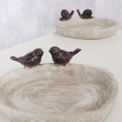 Fuglebad Fugle/Snegle Brun Polyresin 6x21 cm