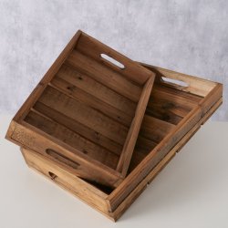 Serveringsbakke m/hndtag Fyr tr - 2 Strrelser