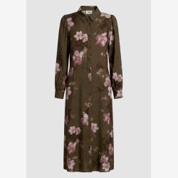 I Say - Ane Klassisk Kjole - Khaki Flowerdream