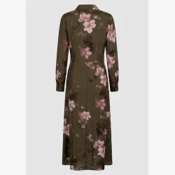 I Say - Ane Klassisk Kjole - Khaki Flowerdream