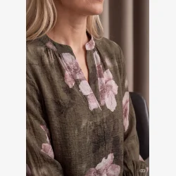 I Say - Ane Printet Bluse - Khaki Flowerdream