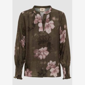 I Say - Ane Printet Bluse - Khaki Flowerdream