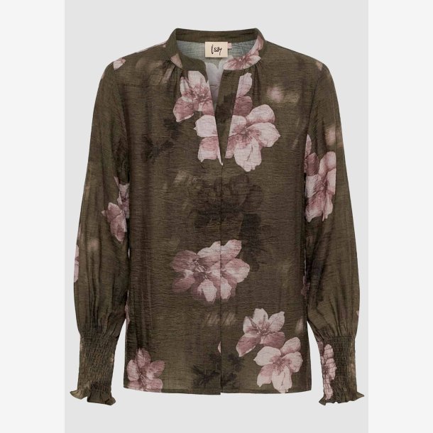 I Say - Ane Printet Bluse - Khaki Flowerdream