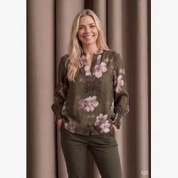 I Say - Ane Printet Bluse - Khaki Flowerdream