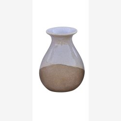 Vase hndlavet ler/glasur drbeformet ca. : 8 H: 10,5cm. Flere farver.