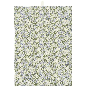 Ib Laursen Viskestykke m/blomster i bl og hvide nuancer
