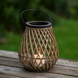 Lanterne m/hank &amp; glasindsats : 19 H: 20 cm. Gr