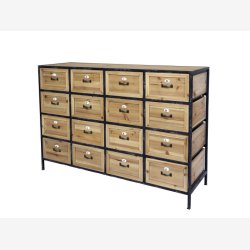 Chic Antique - Kommode m/16 skuffer Naturlig H82xB119,5xL39cm.