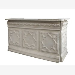 Chic Antique - Vintage disk til butik m/1 hylde Patineret hvid H118xB217xL76cm.