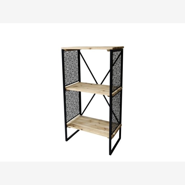 Chic Antique - Vence Reol m/2 hylder Patineret sort H113xB60xL35cm.