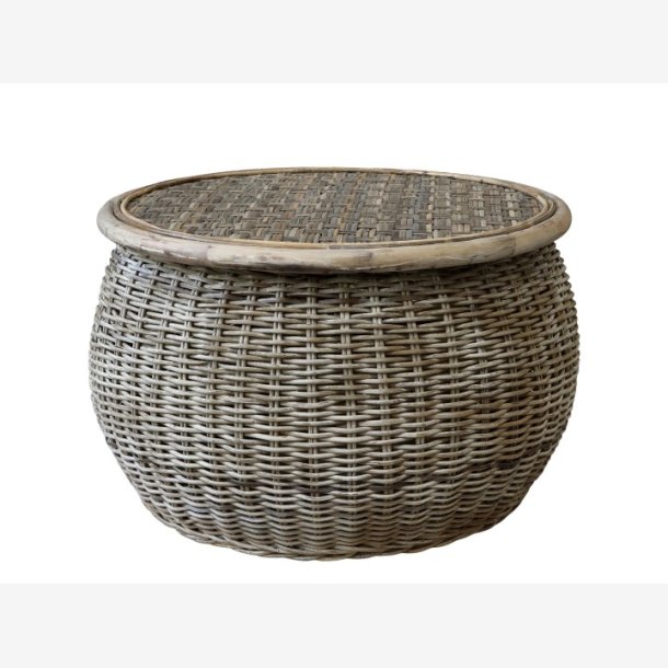 Chic Antique - Sofabord i flet rundt Naturlig 61xH39cm Rattan.