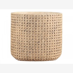 Chic Antique - Corte Urtepotteskjuler m/fransk flet mnster Patineret/Naturlig : 26 H: 24 cm.