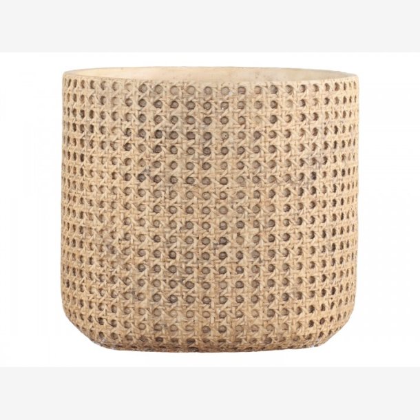 Chic Antique - Corte Urtepotteskjuler m/fransk flet mønster Patineret/Naturlig Ø26xH24cm.