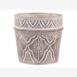 Chic Antique - vron Urtepotteskjuler m/mnster Mrk natur 18,5xH17,5cm Cement.