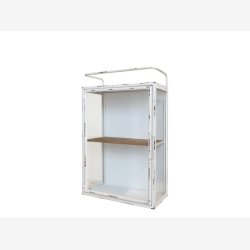 Chic Antique - Vgskab m/hylde og glaslge Patineret creme H56xB35xL18cm.