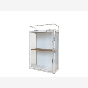 Chic Antique - Vgskab m/hylde og glaslge Patineret creme H56xB35xL18cm.