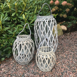 Lanterne Flet m/glasindsats &amp; hank H: 20 : 22 cm. Gr