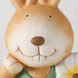 Kaninfigur i keramik brun og gr�n L:22 B:18,5 H:50 cm