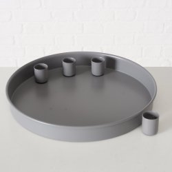 Fad m/magnetiske lysholdere H: 3 D: 25 cm Metal/Jern Gr/Sand 2 Varianter 