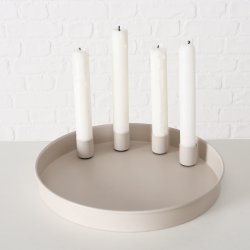 Fad m/magnetiske lysholdere H: 3 D: 25 cm Metal/Jern Gr/Sand 2 Varianter 