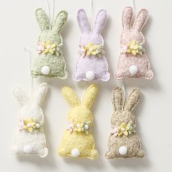 H�ngende kanin figur Leveres assorteret polyester B:3 H:11cm bl�, gr�n, rosa, lilla, Cremehvid, gul