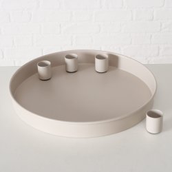 Fad m/magnetiske lysholdere H: 3 D: 25 cm Metal/Jern Gr/Sand 2 Varianter 