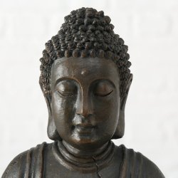 Buddha Figur Siddende Brun H: 50 B: 32 D: 26 cm. Poly