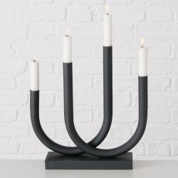 Lysestage/Adventsstage Tonis Metal, Sort H: 34 B: 9 L: 33 cm