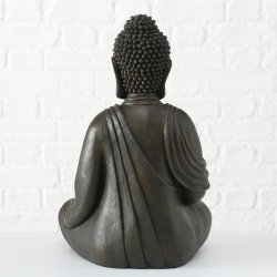 Buddha Figur Siddende Brun H: 50 B: 32 D: 26 cm. Poly