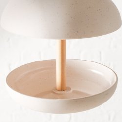 Rundt Fuglefoderhus til ophng H: 26 cm D: 21 cm Plast/Tr/Bambus Hvid