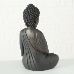 Buddha Figur Siddende Brun H: 20 B: 13 D: 10 cm. Poly