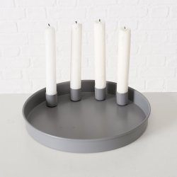 Fad m/magnetiske lysholdere H: 3 D: 25 cm Metal/Jern Gr/Sand 2 Varianter 