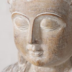 Buddha Figur m/lysholder Beige Polyresin H: 30 B: 20 D: 14 cm. 