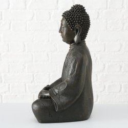 Buddha Figur Siddende Brun H: 50 B: 32 D: 26 cm. Poly