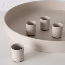 Fad m/magnetiske lysholdere H: 3 D: 25 cm Metal/Jern Gr/Sand 2 Varianter 