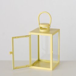 Lanterne gul Jernpulverlakeret lille: 11x17,5 cm/ stor: 14x23,5 cm