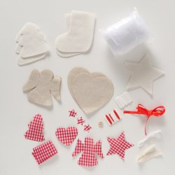 DIY Hobbyst Mathea Julepynt Stof, Snor, Snor / :5 stk., Garn Beige, Rd