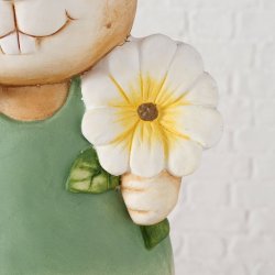 Kaninfigur i keramik brun og gr�n L:22 B:18,5 H:50 cm