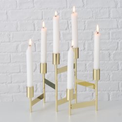 Lysestage Guld H: 22 B: 3 L: 55 cm Metal/Jern Plads til 6 stearinlys